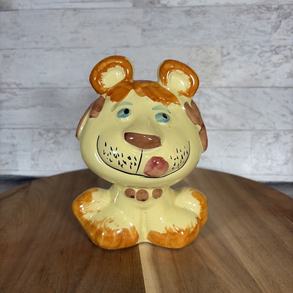 Vintage Italian Ceramic Lion Piggy Bank Mid Century Pottery Made In Italy 72/4